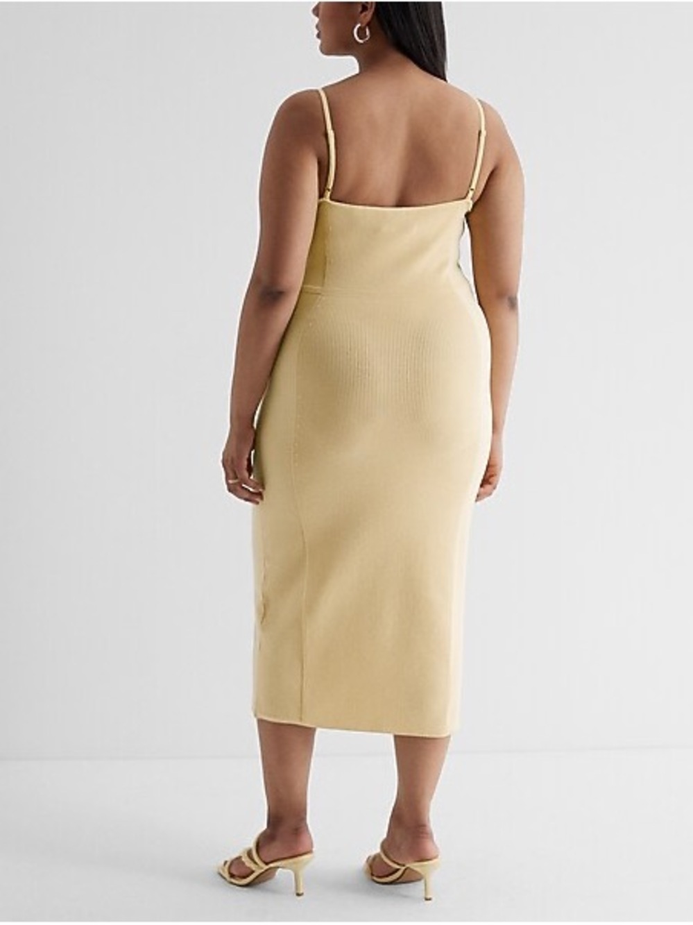 Express Ribbed High Square Neck Midi Sweater Dress - Picture 6 of 16